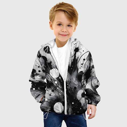 Детская куртка Абстрактная чёрно-белая композиция / 3D-Белый – фото 4