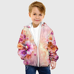 Куртка с капюшоном детская Нежный розовый цветочный с золотистым свечением, цвет: 3D-белый — фото 2