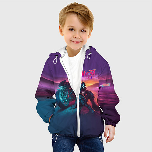 Детская куртка Venom near his motorcycle - ai art fantasy / 3D-Белый – фото 4