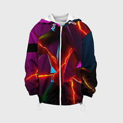 Куртка с капюшоном детская Fractures multicolored tiles, цвет: 3D-белый