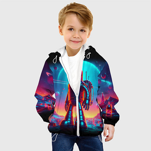 Детская куртка Космонавт Бендер на неоновой планете / 3D-Белый – фото 4