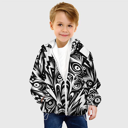 Детская куртка Lightnings and faces - ai art fantasy / 3D-Белый – фото 4
