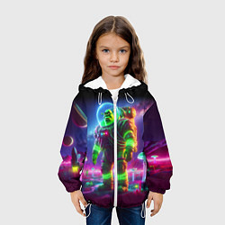 Куртка с капюшоном детская Космонавт Шрук в неоновом скафандре на загадочной, цвет: 3D-белый — фото 2