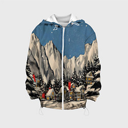 Детская куртка Небольшой новогодний город в горах