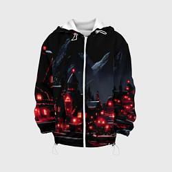 Детская куртка Новогодняя ночь и красные гирлянды