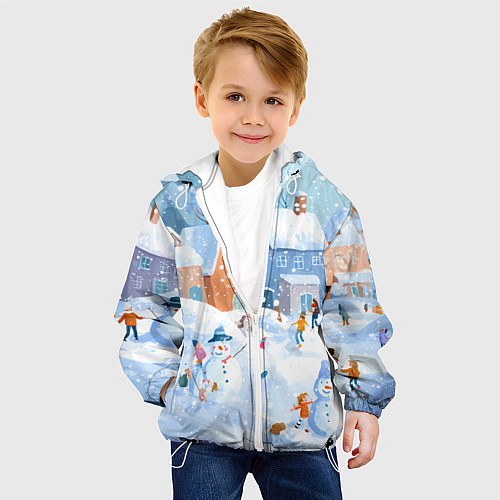 Детская куртка Предновогодний день во дворе / 3D-Белый – фото 4