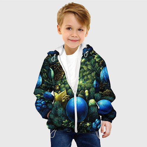 Детская куртка Новогодние шарики на елке / 3D-Белый – фото 4