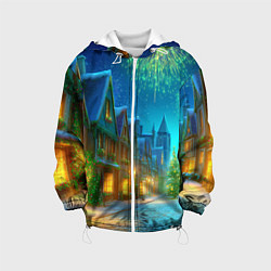 Куртка с капюшоном детская Праздничный новогодний салют, цвет: 3D-белый