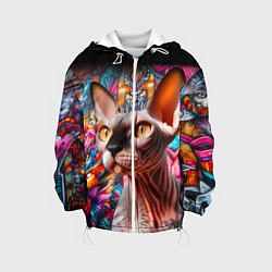 Детская куртка Sphynx on a graffiti background