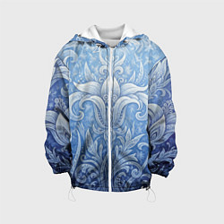 Куртка с капюшоном детская Ледяной цветочный орнамент, цвет: 3D-белый