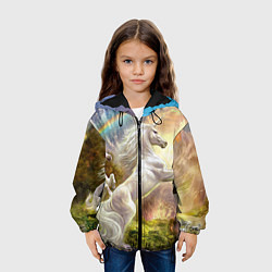 Куртка с капюшоном детская Радужный единорог, цвет: 3D-черный — фото 2