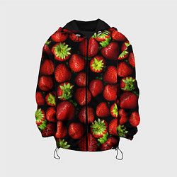 Куртка с капюшоном детская Клубничка, цвет: 3D-черный