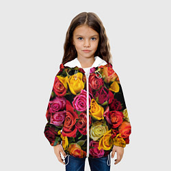 Куртка с капюшоном детская Ассорти из роз, цвет: 3D-белый — фото 2