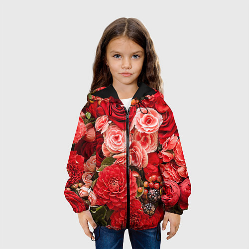 Детская куртка Ассорти из цветов / 3D-Черный – фото 3