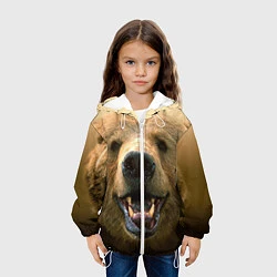 Куртка с капюшоном детская Взгляд медведя, цвет: 3D-белый — фото 2