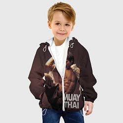 Куртка с капюшоном детская Муай тай боец, цвет: 3D-белый — фото 2