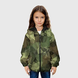 Куртка с капюшоном детская Полигональный камуфляж, цвет: 3D-черный — фото 2