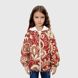 Куртка с капюшоном детская Хохломская роспись, цвет: 3D-белый — фото 2