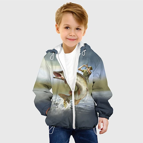 Детская куртка Дерзская щука / 3D-Белый – фото 4