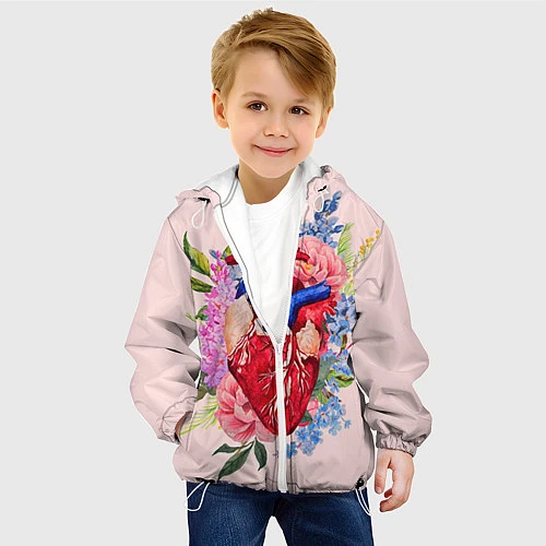 Детская куртка Цветочное сердце / 3D-Белый – фото 4