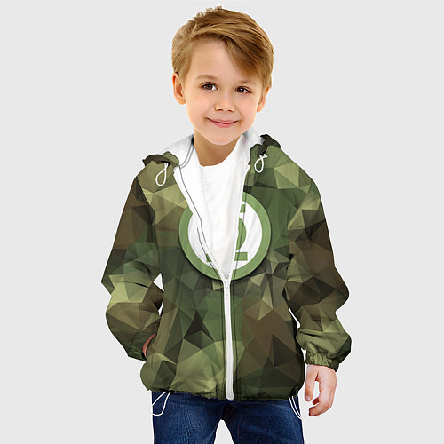 Детская куртка Зеленый фонарь: камуфляж / 3D-Белый – фото 4