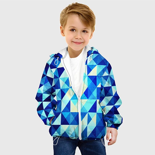 Детская куртка Синяя геометрия / 3D-Белый – фото 4