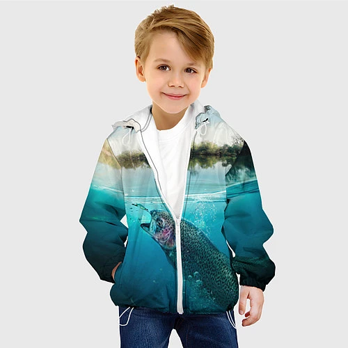 Детская куртка Рыбалка на спиннинг / 3D-Белый – фото 4