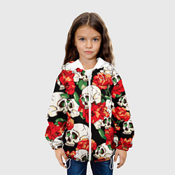 Куртка с капюшоном детская Черепки и розы, цвет: 3D-белый — фото 2