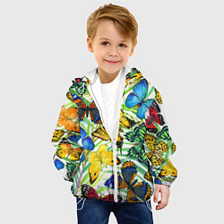 Куртка с капюшоном детская Тропические бабочки, цвет: 3D-белый — фото 2