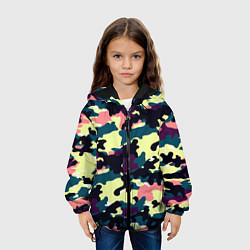 Куртка с капюшоном детская Камуфляж: желтый/розовый/черный, цвет: 3D-черный — фото 2