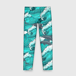 Леггинсы для девочки Лазурные дельфины, цвет: 3D-принт