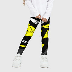 Леггинсы для девочки Black yellow abstract sport style, цвет: 3D-принт — фото 2