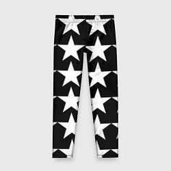 Леггинсы для девочки Белые звёзды на чёрном фоне, цвет: 3D-принт