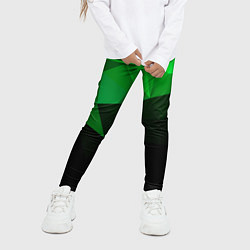 Леггинсы для девочки Изумрудный Зеленый Геометрия, цвет: 3D-принт — фото 2