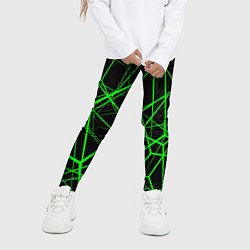 Леггинсы для девочки Зеленые Полигоны Матрица, цвет: 3D-принт — фото 2
