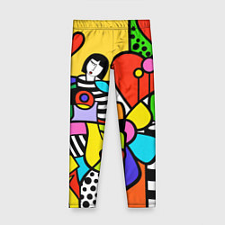 Леггинсы для девочки Romero Britto - valentines day, цвет: 3D-принт