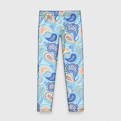 Леггинсы для девочки Турецкий огурец Turkish cucumber blue pattern, цвет: 3D-принт