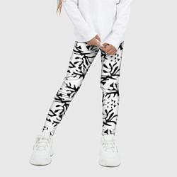 Леггинсы для девочки Черно белый абстрактный модный узор, цвет: 3D-принт — фото 2