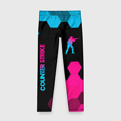Леггинсы для девочки Counter Strike - neon gradient: символ и надпись в, цвет: 3D-принт