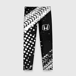 Леггинсы для девочки Honda - белые следы шин, цвет: 3D-принт