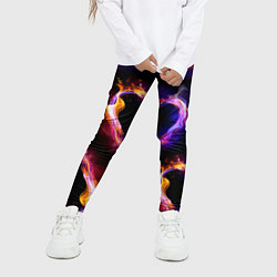 Леггинсы для девочки Пламенное сердце - паттерн, цвет: 3D-принт — фото 2