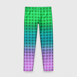 Леггинсы для девочки Gradient lilac green plaid, цвет: 3D-принт