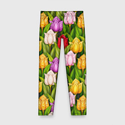 Леггинсы для девочки Объемные разноцветные тюльпаны, цвет: 3D-принт