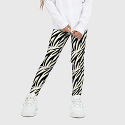 Леггинсы для девочки Тигровый полосатый узор-черные, бежевые полосы на, цвет: 3D-принт — фото 2