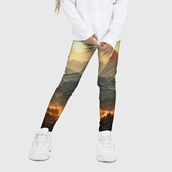 Леггинсы для девочки Рассвет в горах, пейзаж, цвет: 3D-принт — фото 2