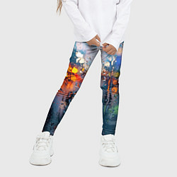 Леггинсы для девочки Город через дождевое стекло, цвет: 3D-принт — фото 2