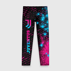 Леггинсы для девочки Juventus - neon gradient: по-вертикали, цвет: 3D-принт