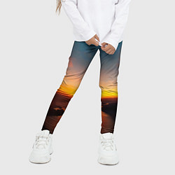 Леггинсы для девочки Горная река на фоне заката, цвет: 3D-принт — фото 2