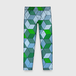Леггинсы для девочки Зелёные и серые абстрактные кубы с оптической иллю, цвет: 3D-принт