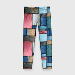Леггинсы для девочки Джинсовые лоскуты - пэчворк, цвет: 3D-принт